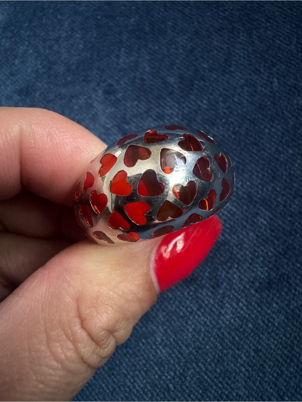 Orange Murano Glass and Sterling Silver‎ Dome Ring - Size 8 - Picture 6 of 6